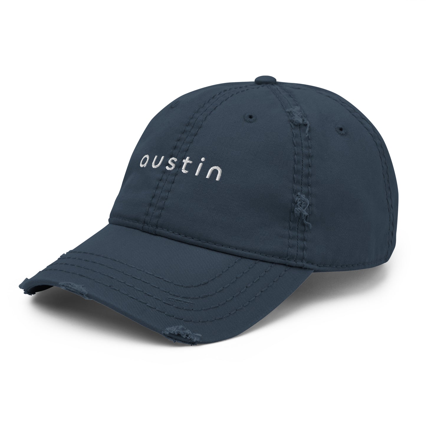 "austin" Distressed Dad Hat (Navy Blue)