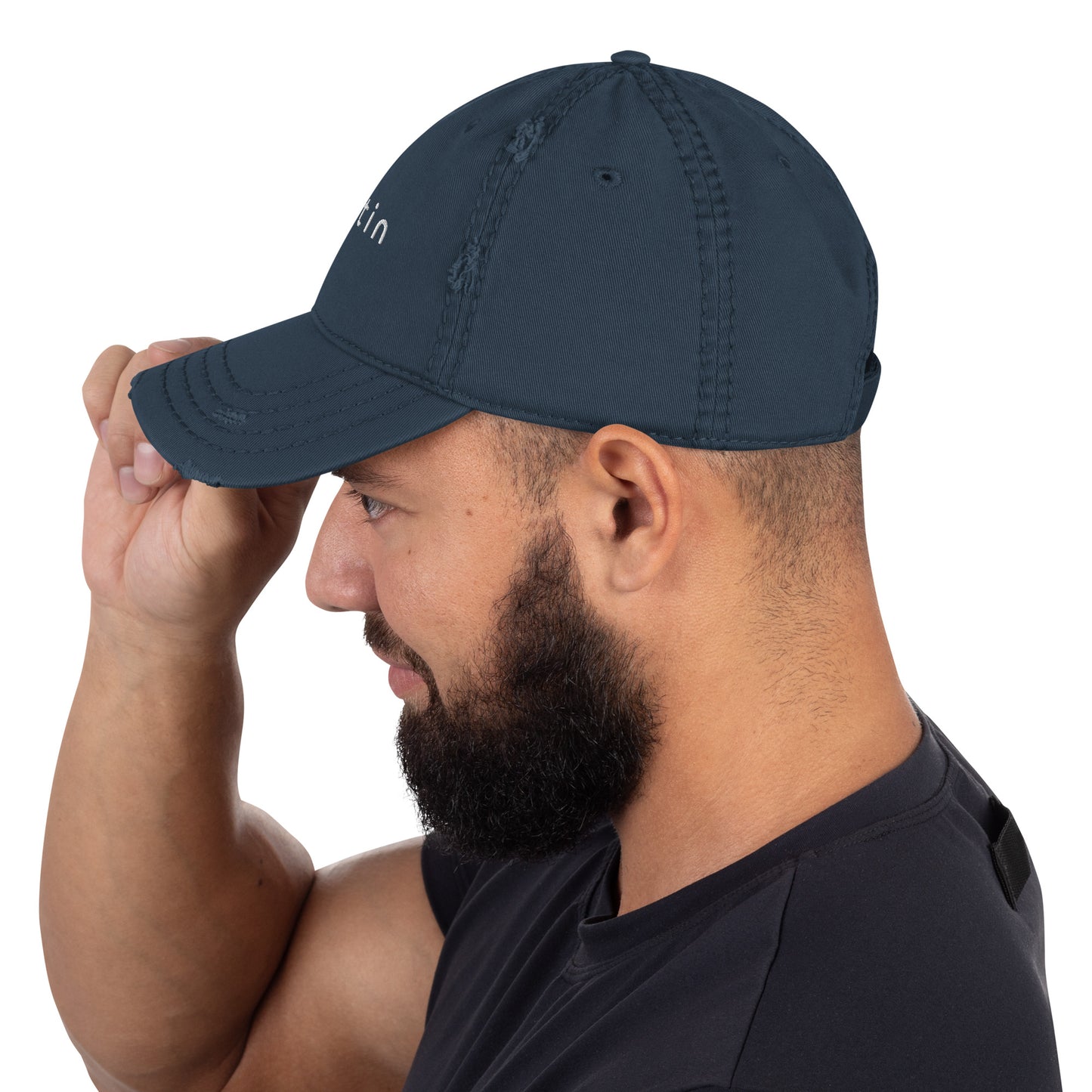 "austin" Distressed Dad Hat (Navy Blue)