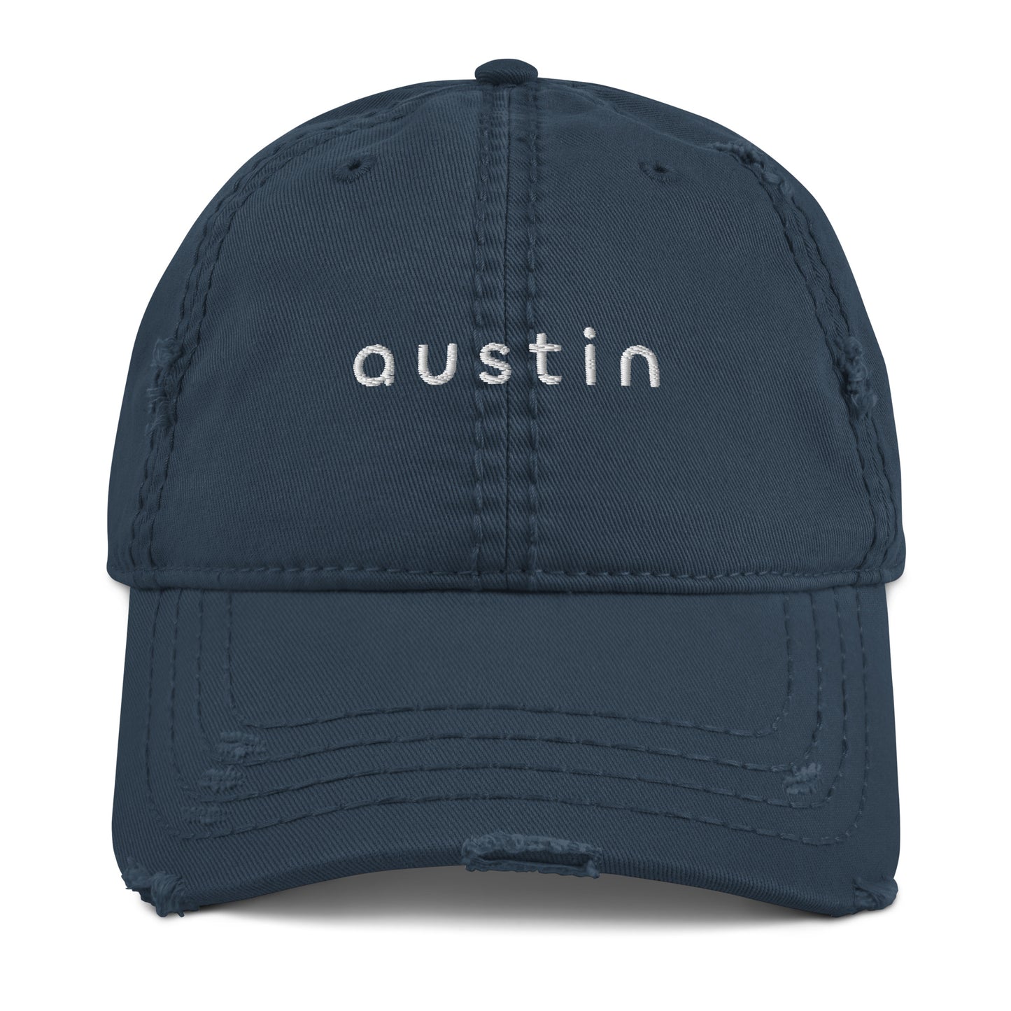 "austin" Distressed Dad Hat (Navy Blue)