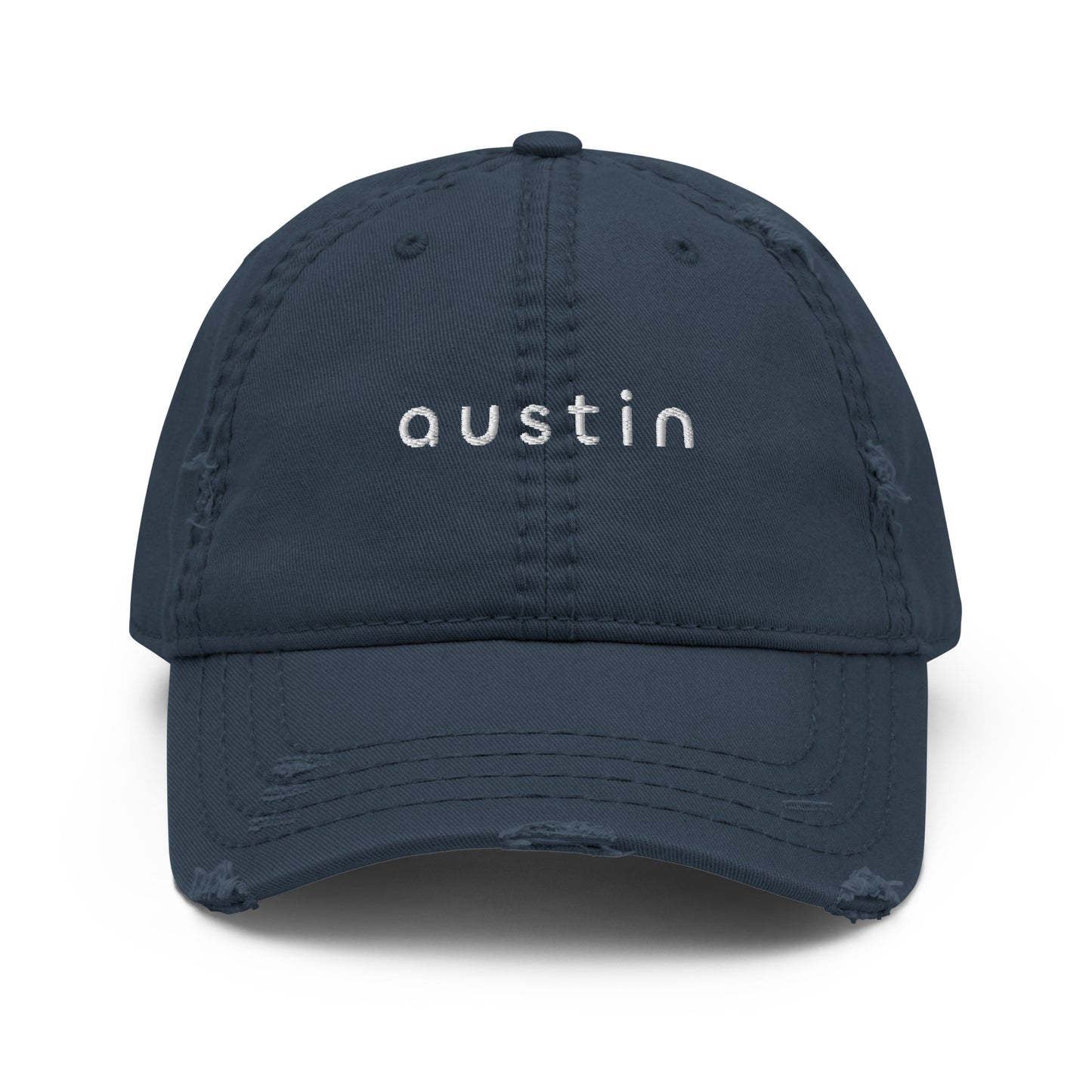 "austin" Distressed Dad Hat (Navy Blue)