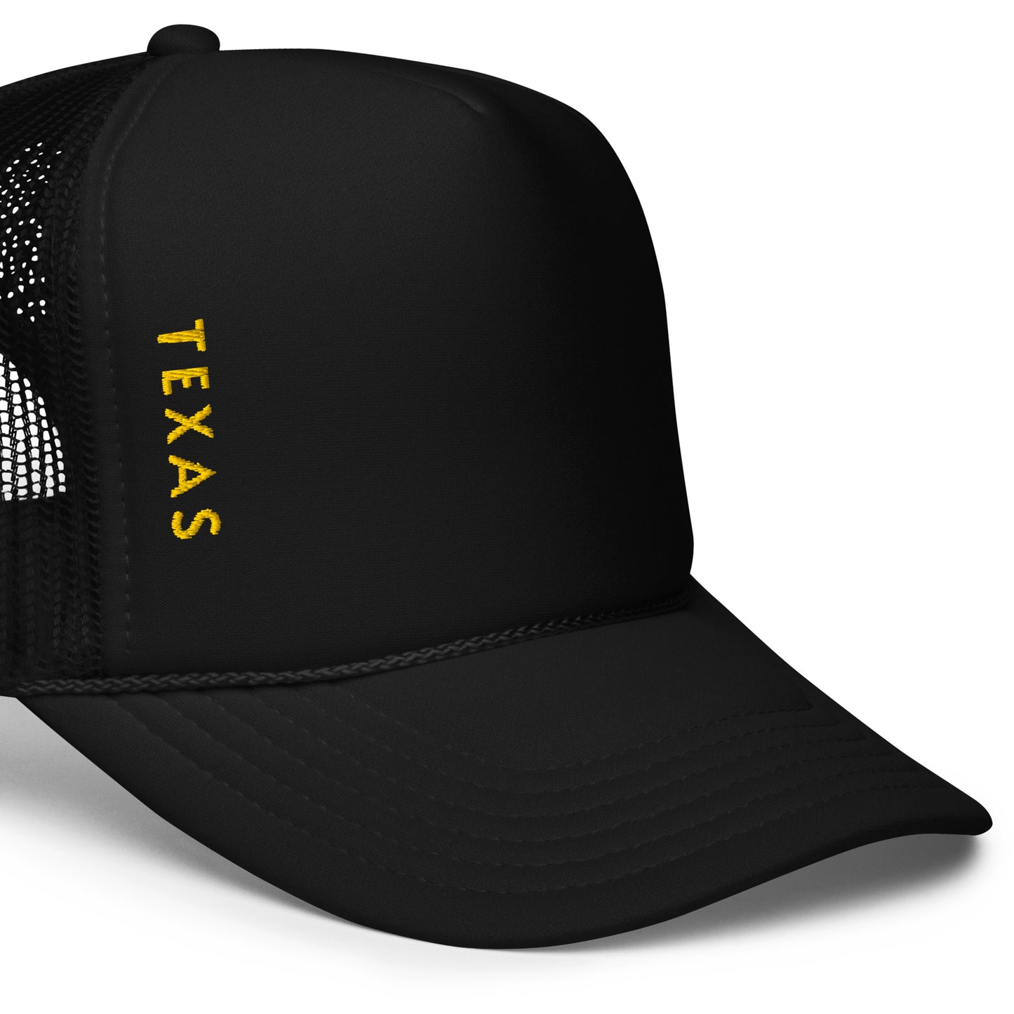 "TEXAS" Vert Foam Trucker Hat (Black/Yellow)