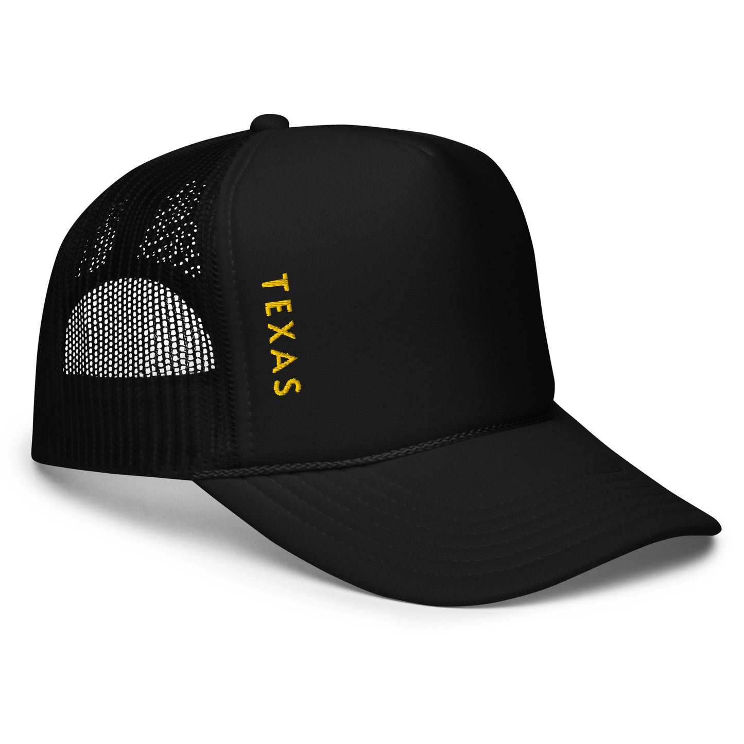 "TEXAS" Vert Foam Trucker Hat (Black/Yellow)