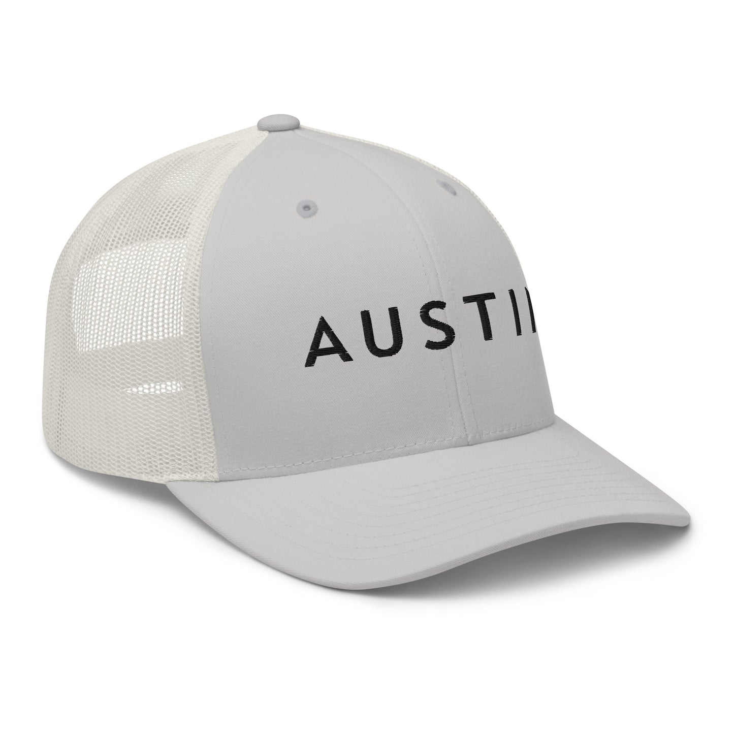 "AUSTIN" Retro Trucker Hat (Silver)