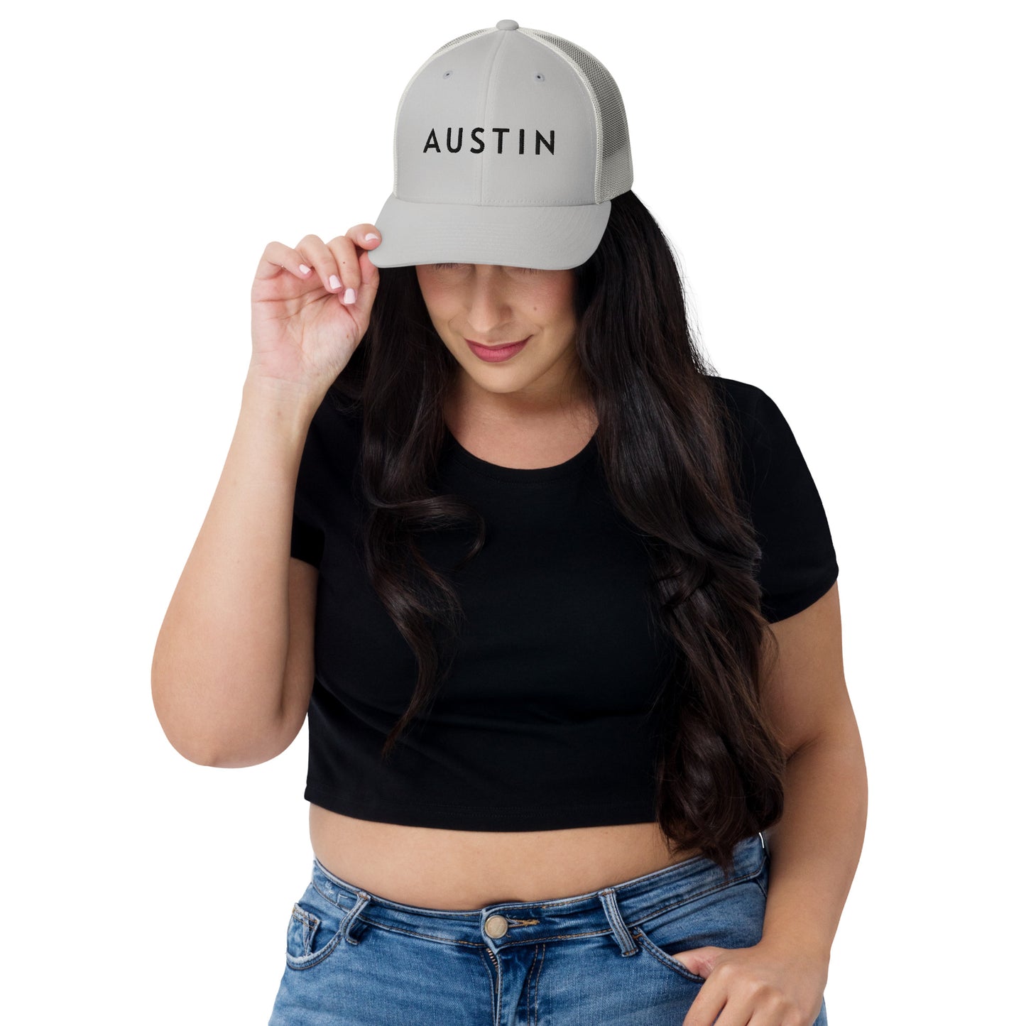 "AUSTIN" Retro Trucker Hat (Silver)