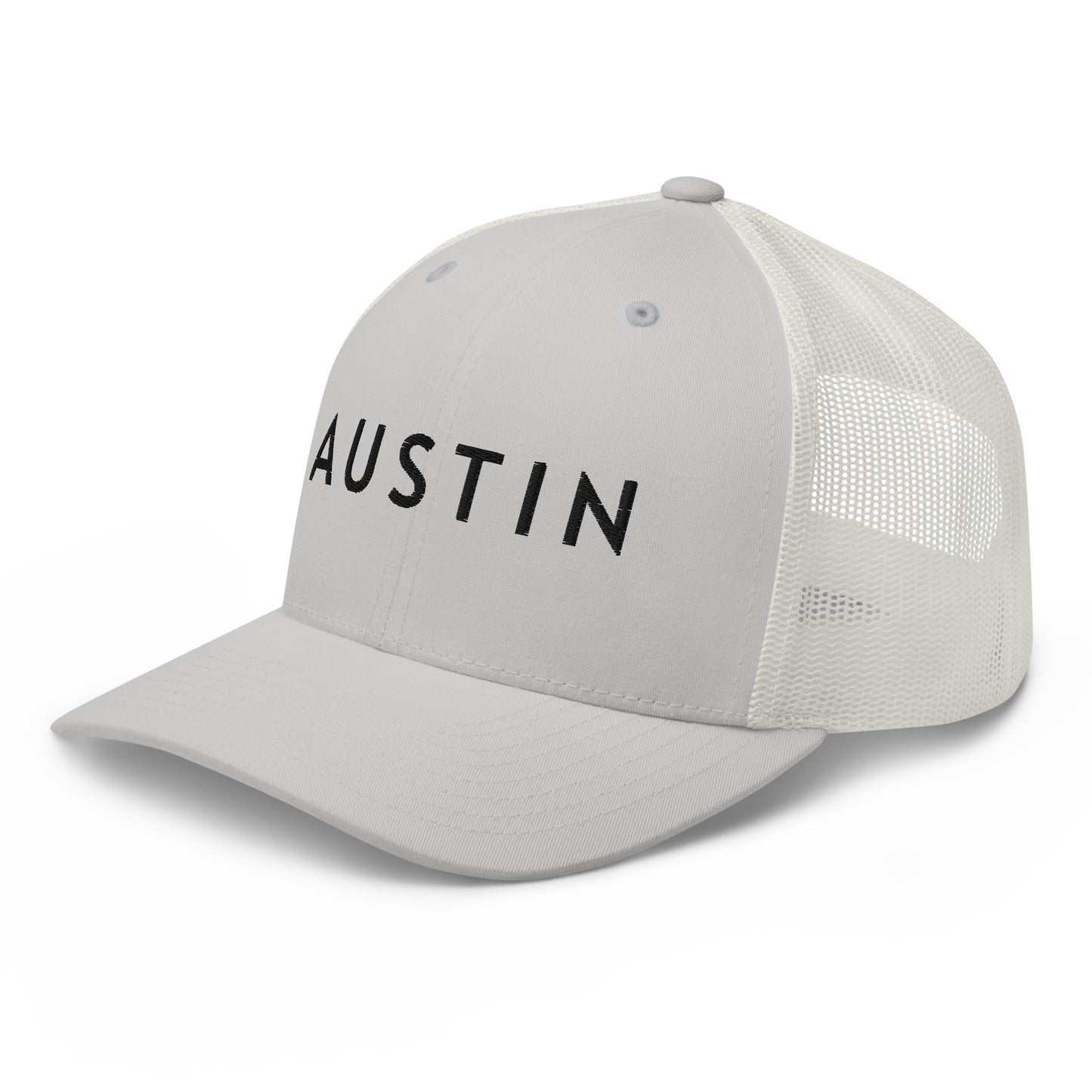 "AUSTIN" Retro Trucker Hat (Silver)