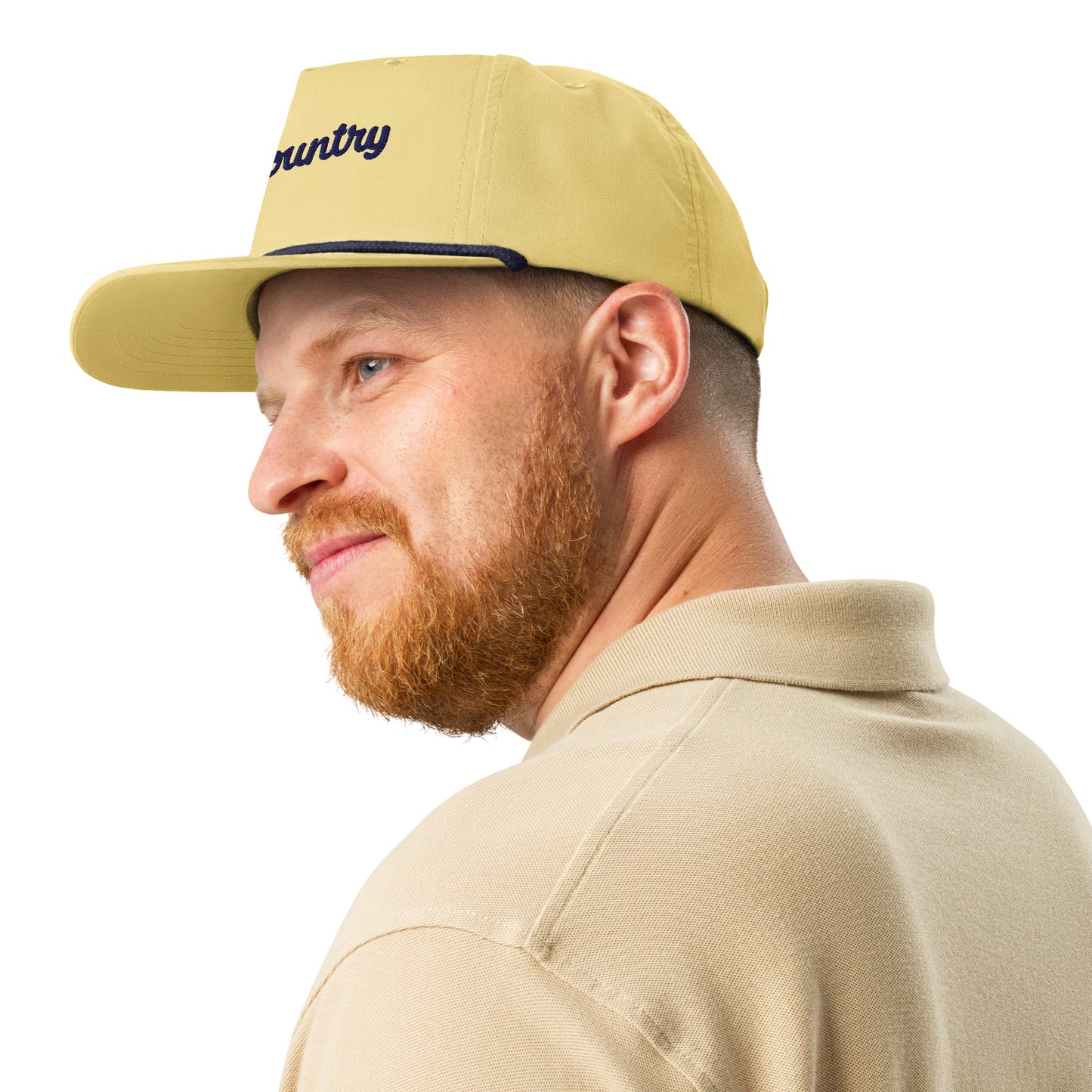 "Hill Country" Cursive Golf Rope Cap (Yellow/Navy)