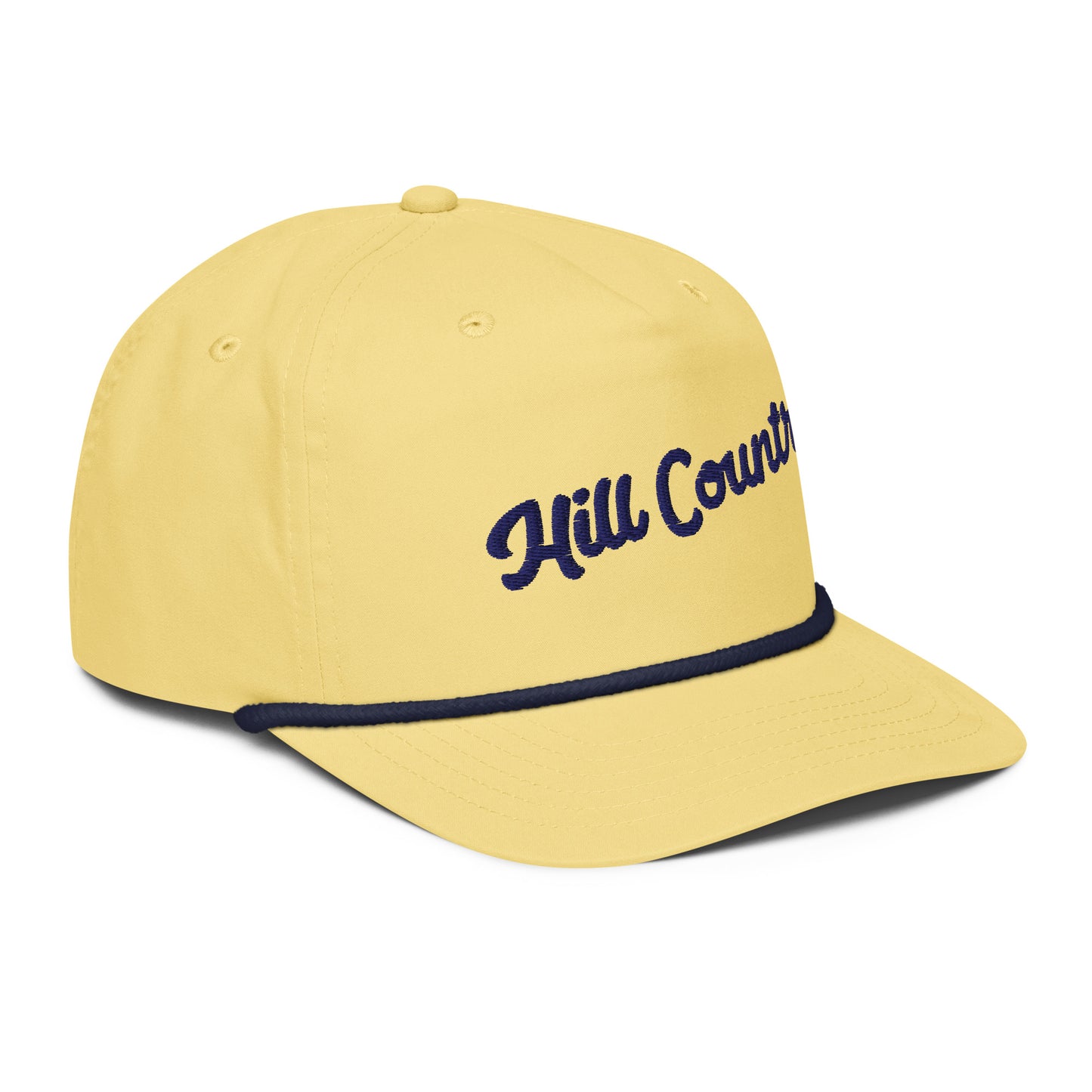 "Hill Country" Cursive Golf Rope Cap (Yellow/Navy)