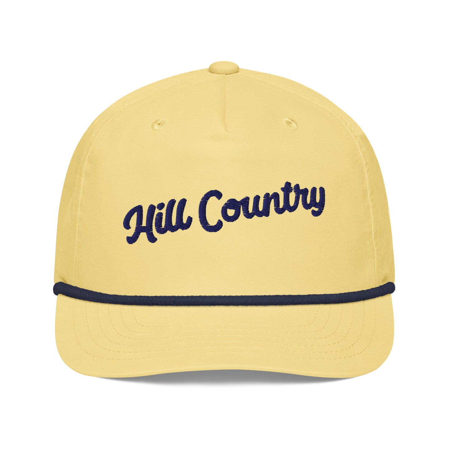 "Hill Country" Cursive Golf Rope Cap (Yellow/Navy)