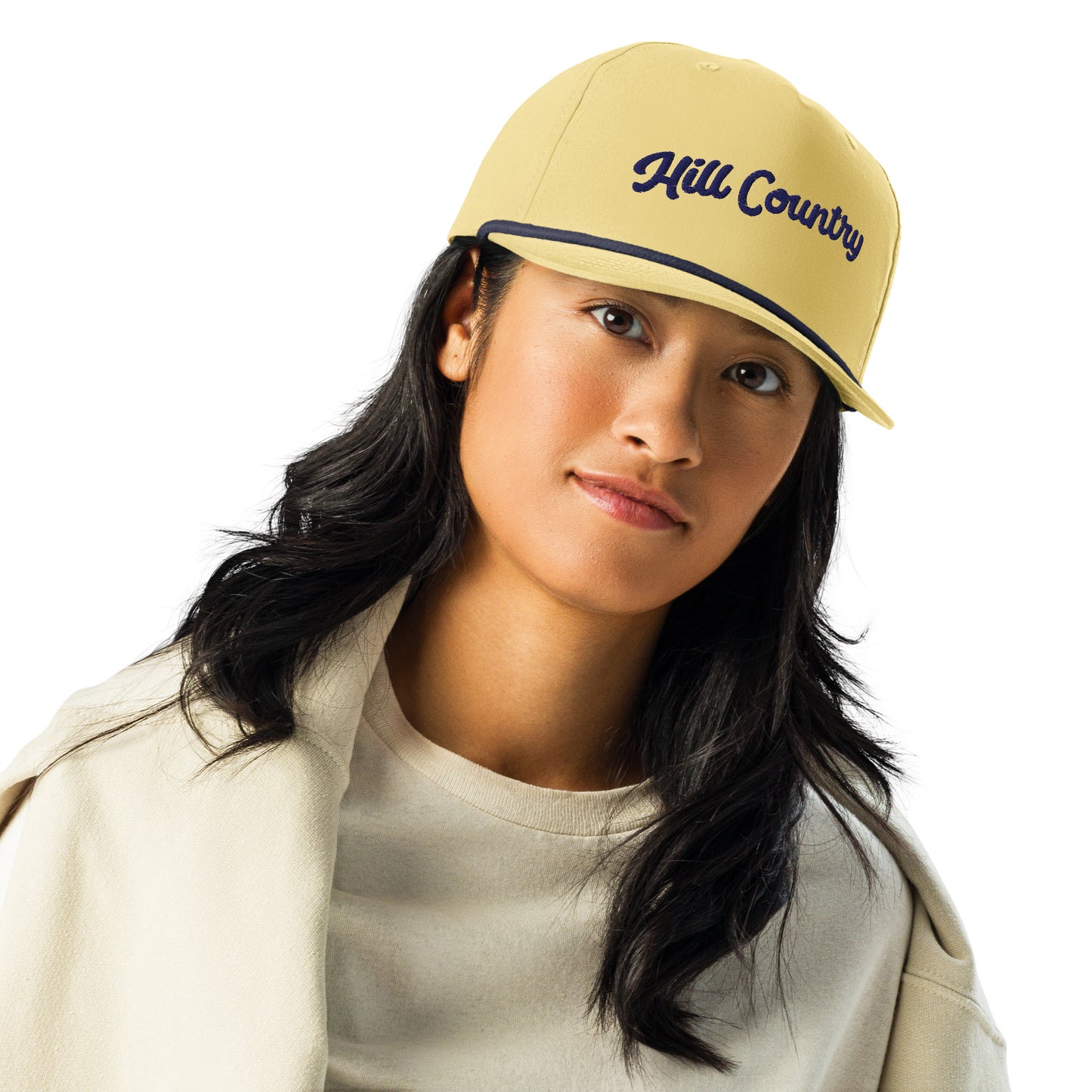 "Hill Country" Cursive Golf Rope Cap (Yellow/Navy)